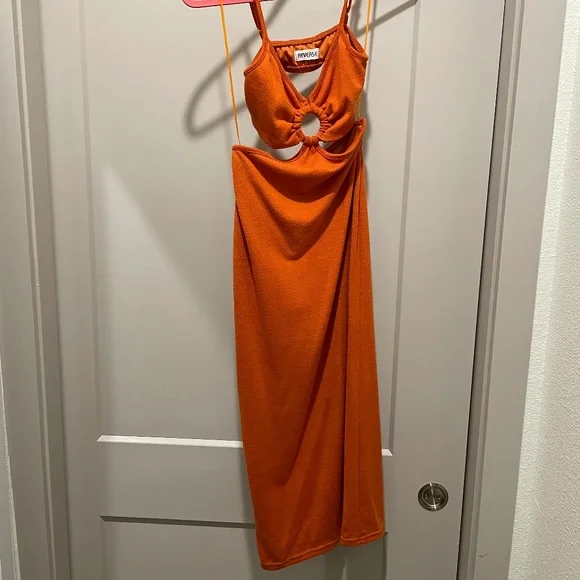 Rust Orange Cutout Midi Dress - Picture 2 of 6